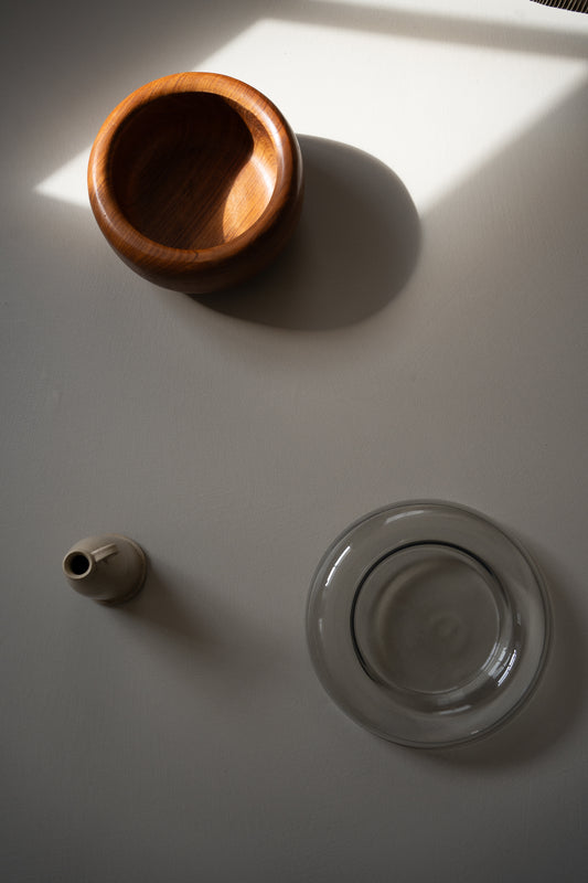 Clear pressed glass low bowl