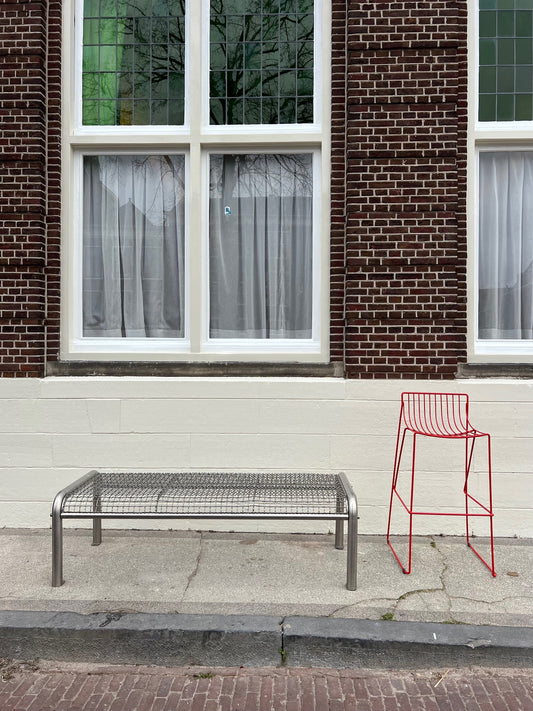 Stainless steel outdoor bench (rent-only)