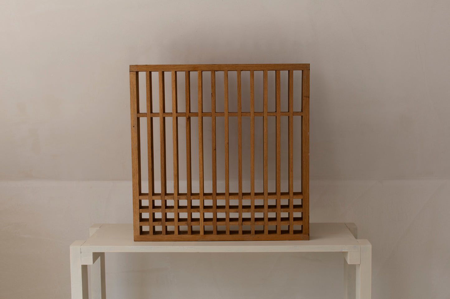 Architectural wooden grid sculpture