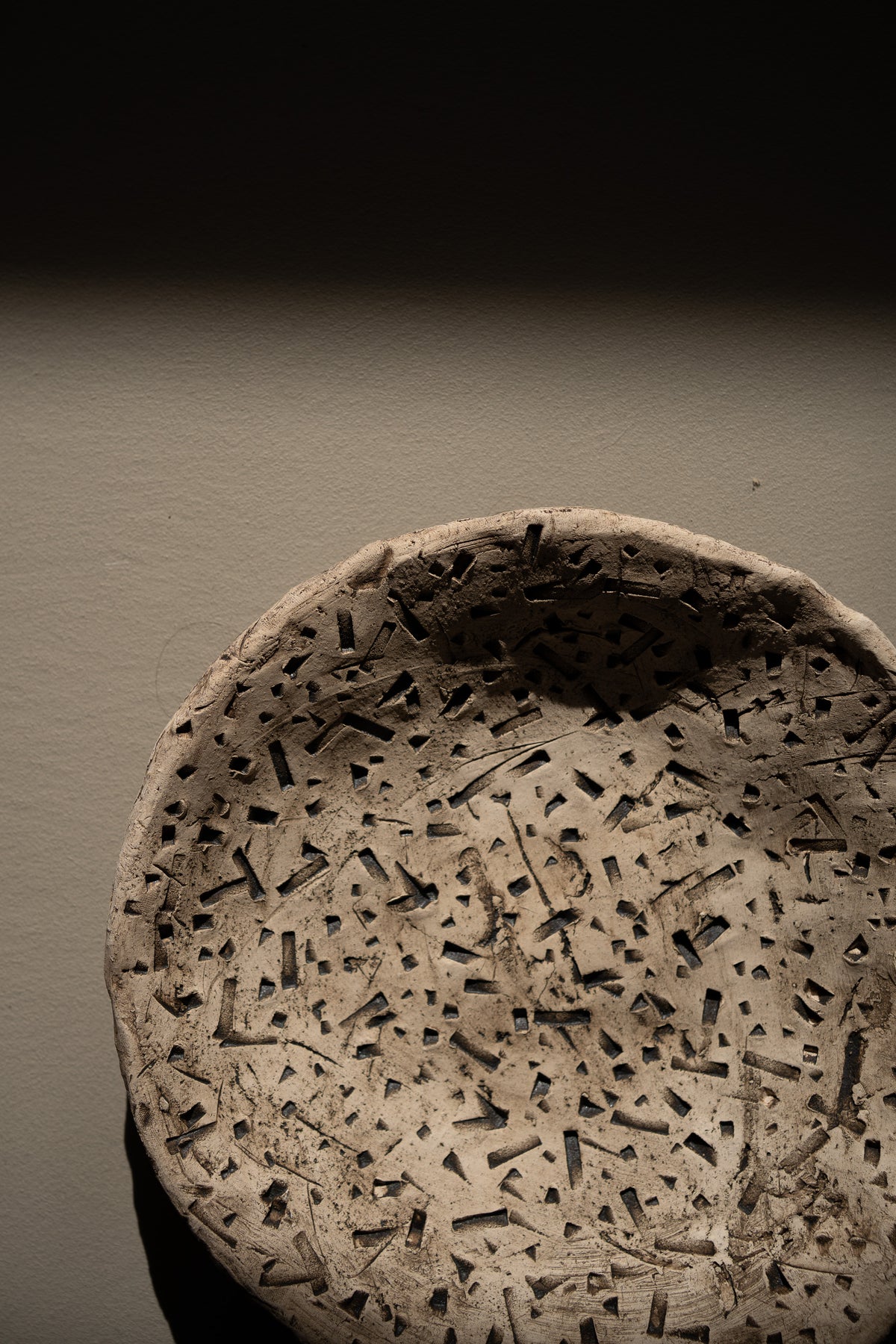 Vintage postmodern Wabi-Sabi studio ceramic textured plate