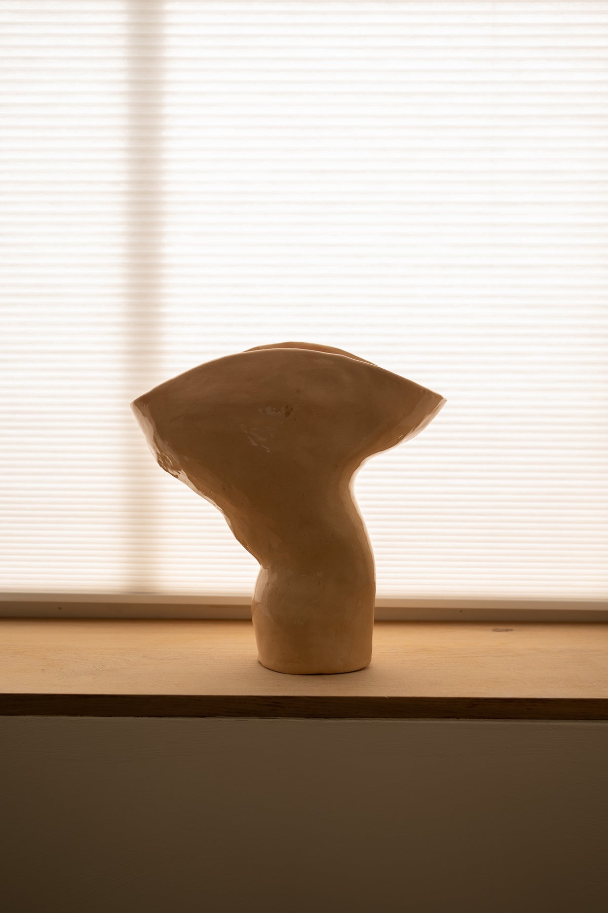 Vintage wabi-sabi asymmetrical studio ceramic sculpture vase