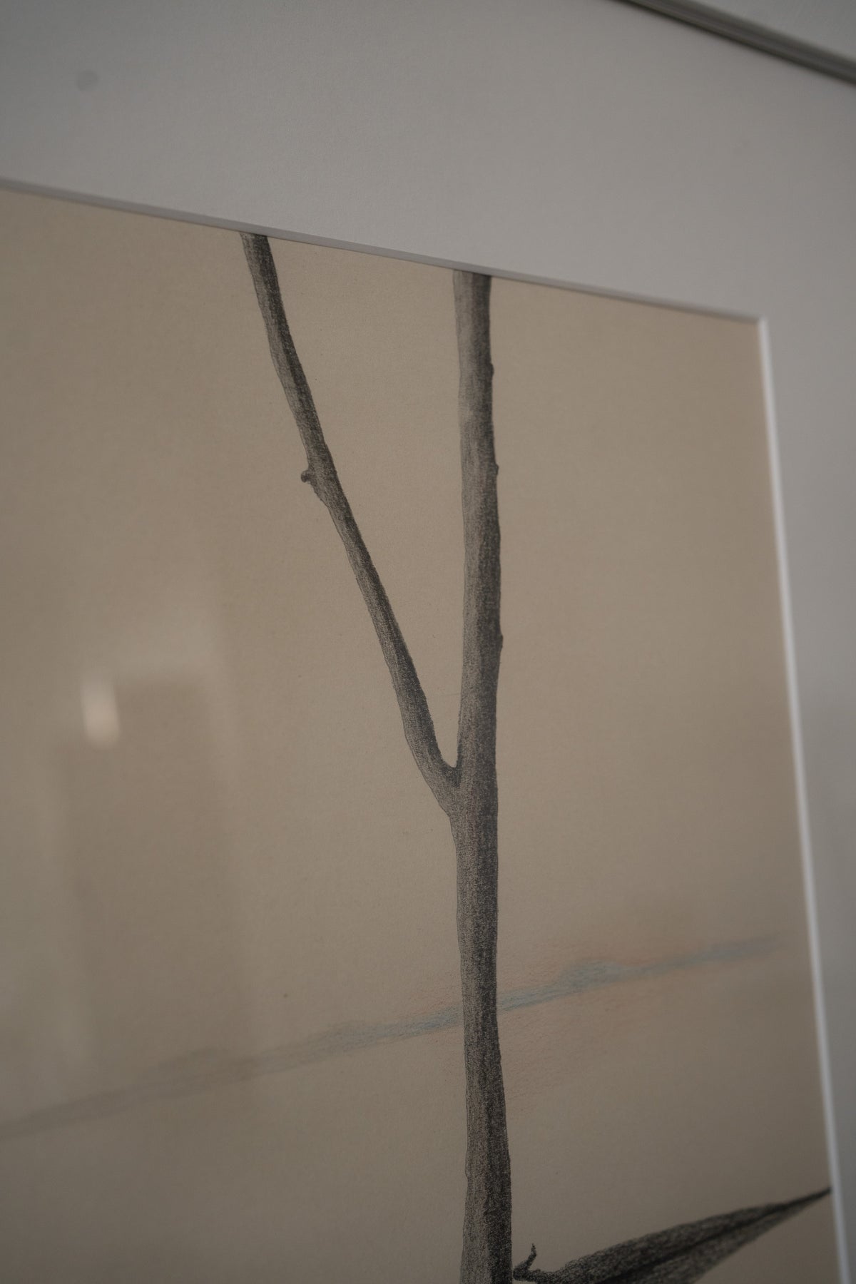 Framed Minimalist Tree Branches Drawing