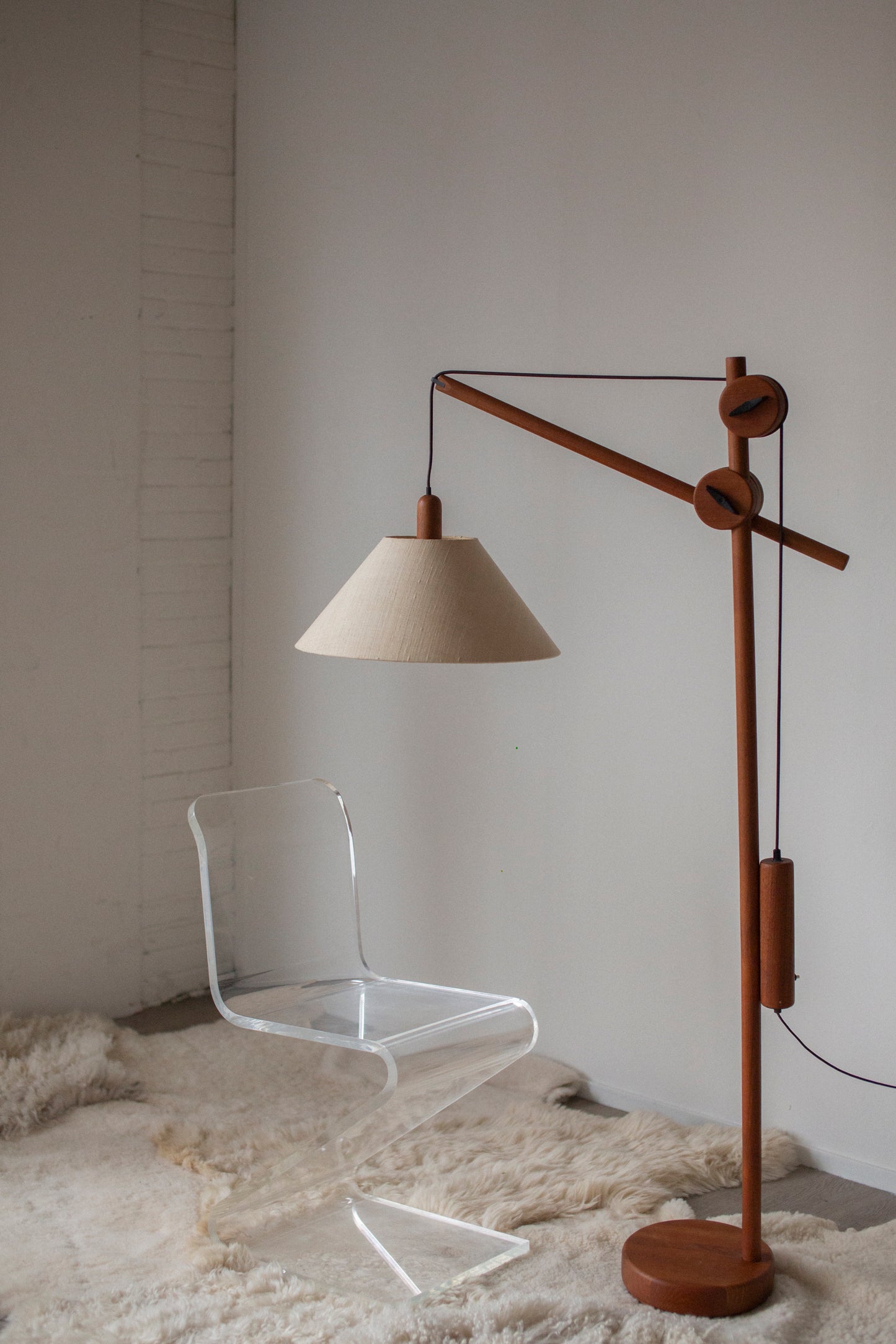 Mid-century balance floorlamp teak