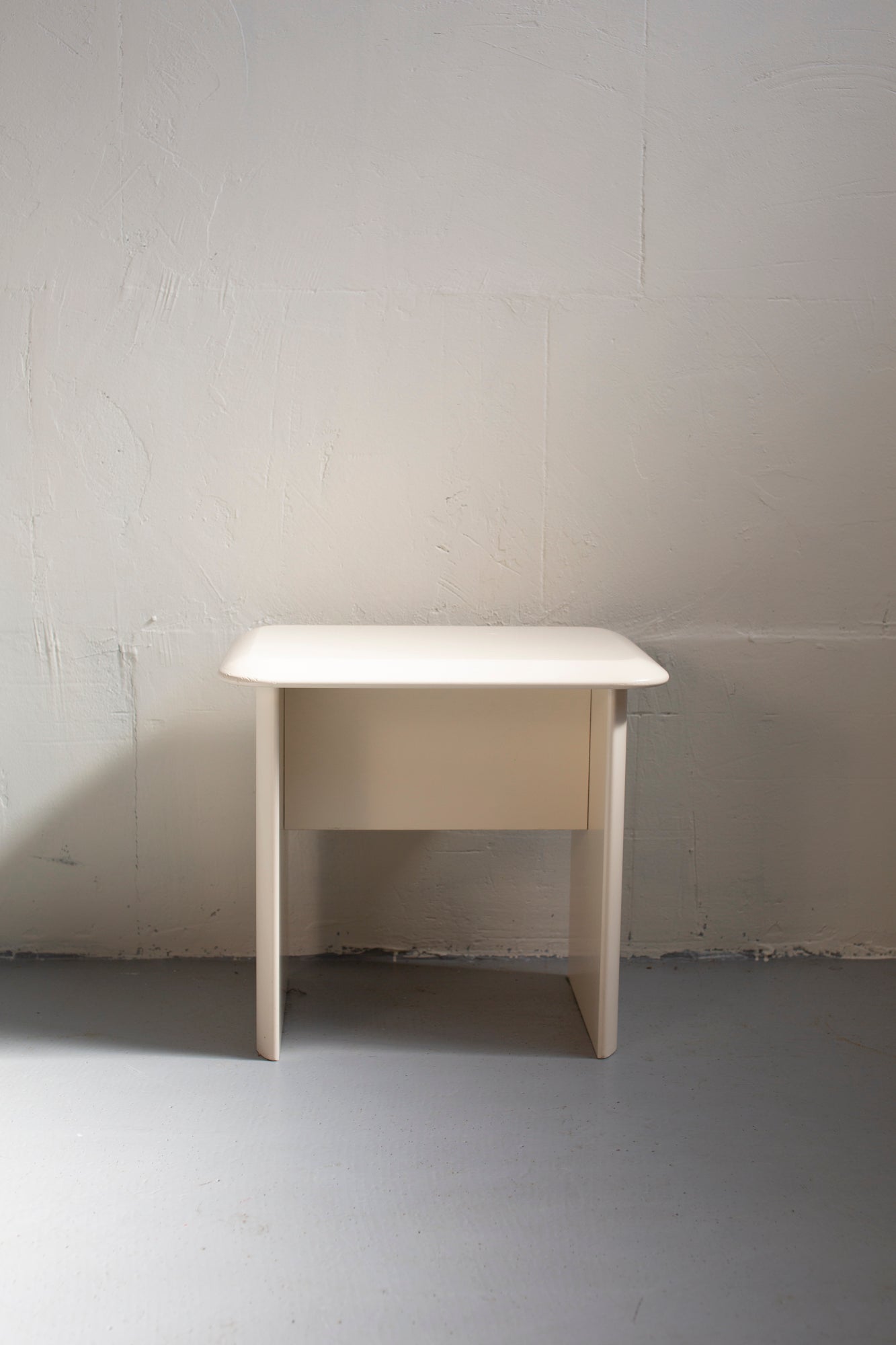 Chunky wooden side table cream