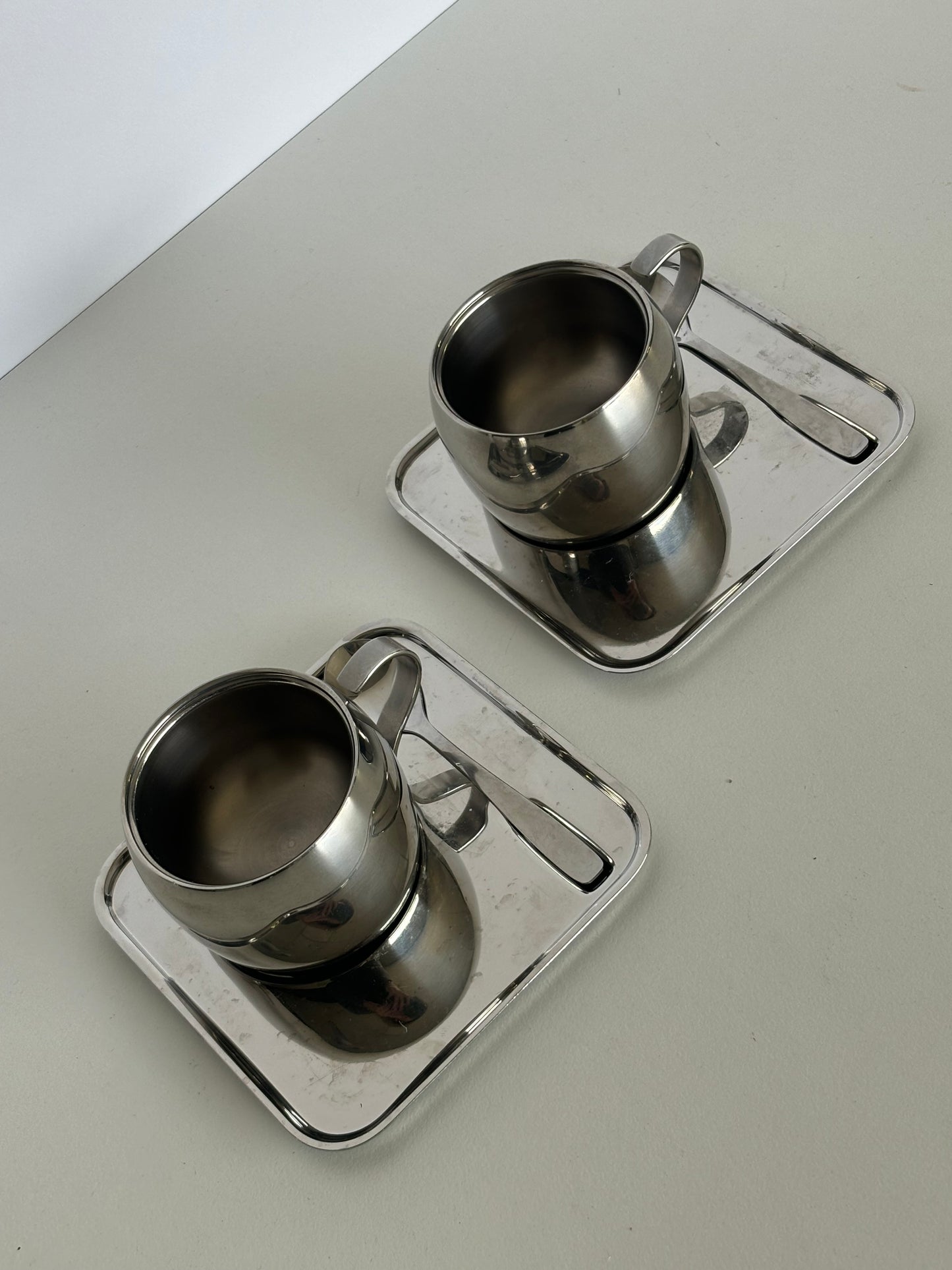 Set stainless steel double walled coffee cups Tramontina