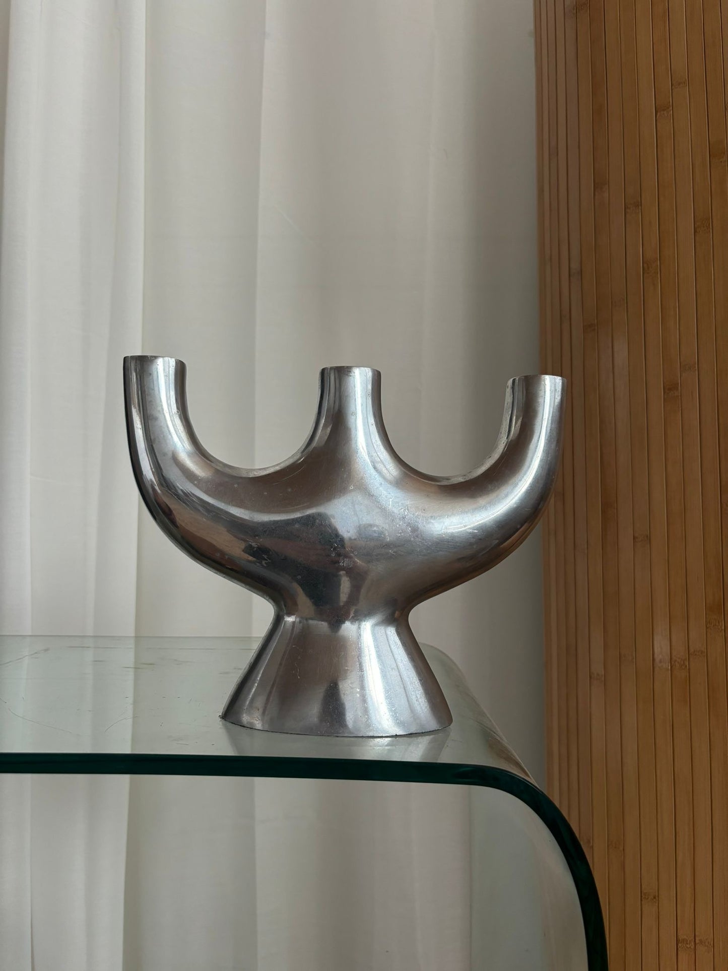 Chrome candle holder/vase/object