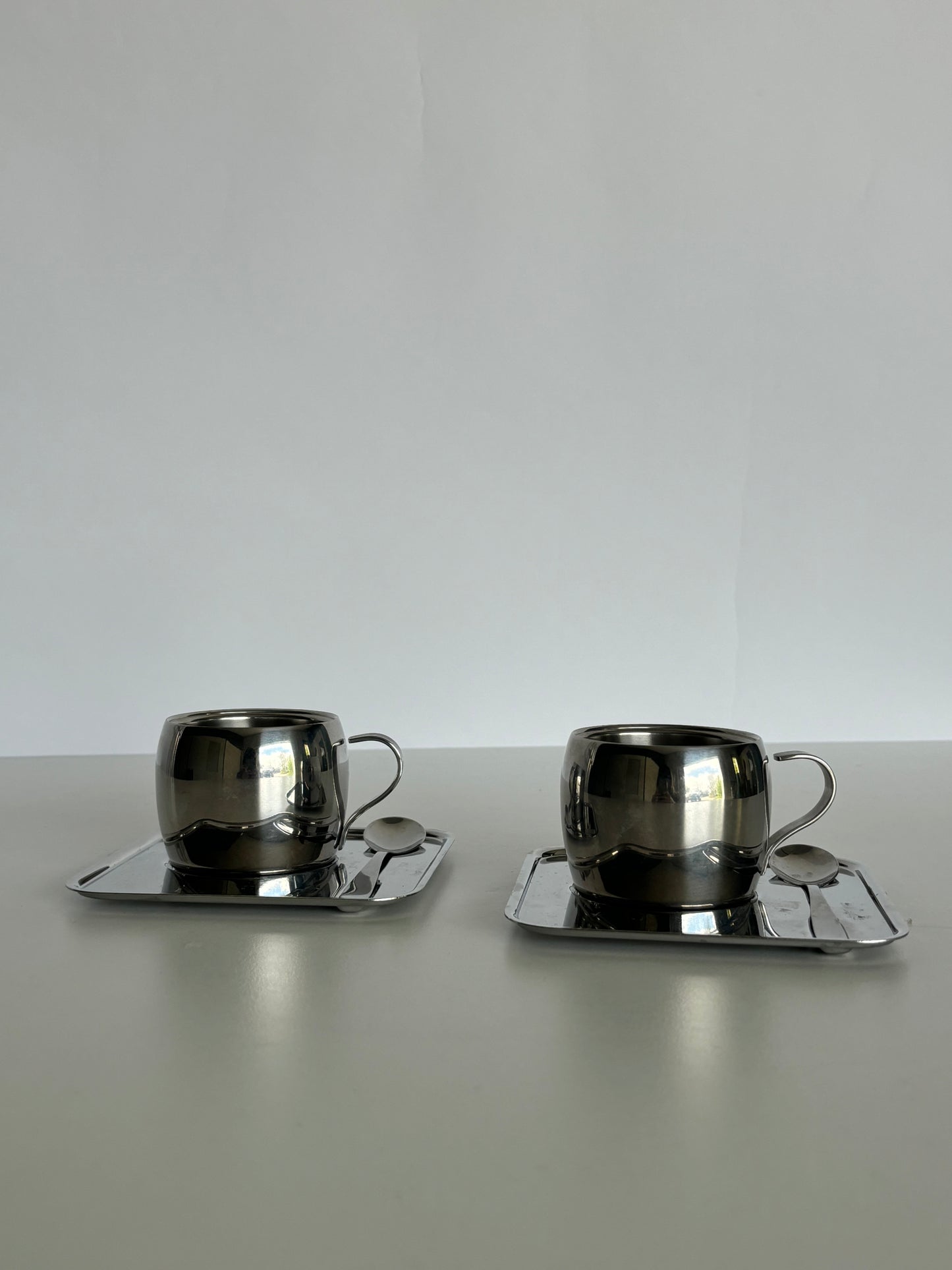 Set stainless steel double walled coffee cups Tramontina