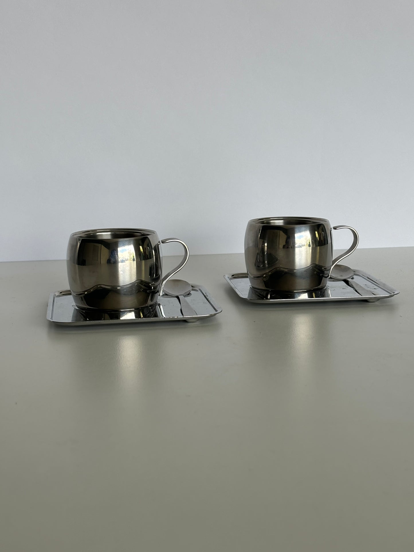 Set stainless steel double walled coffee cups Tramontina