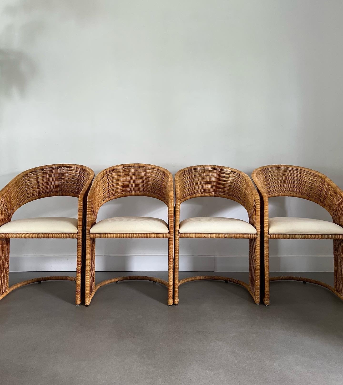 Set of 4 rattan/wicker chairs by Luit van der Helm 80's