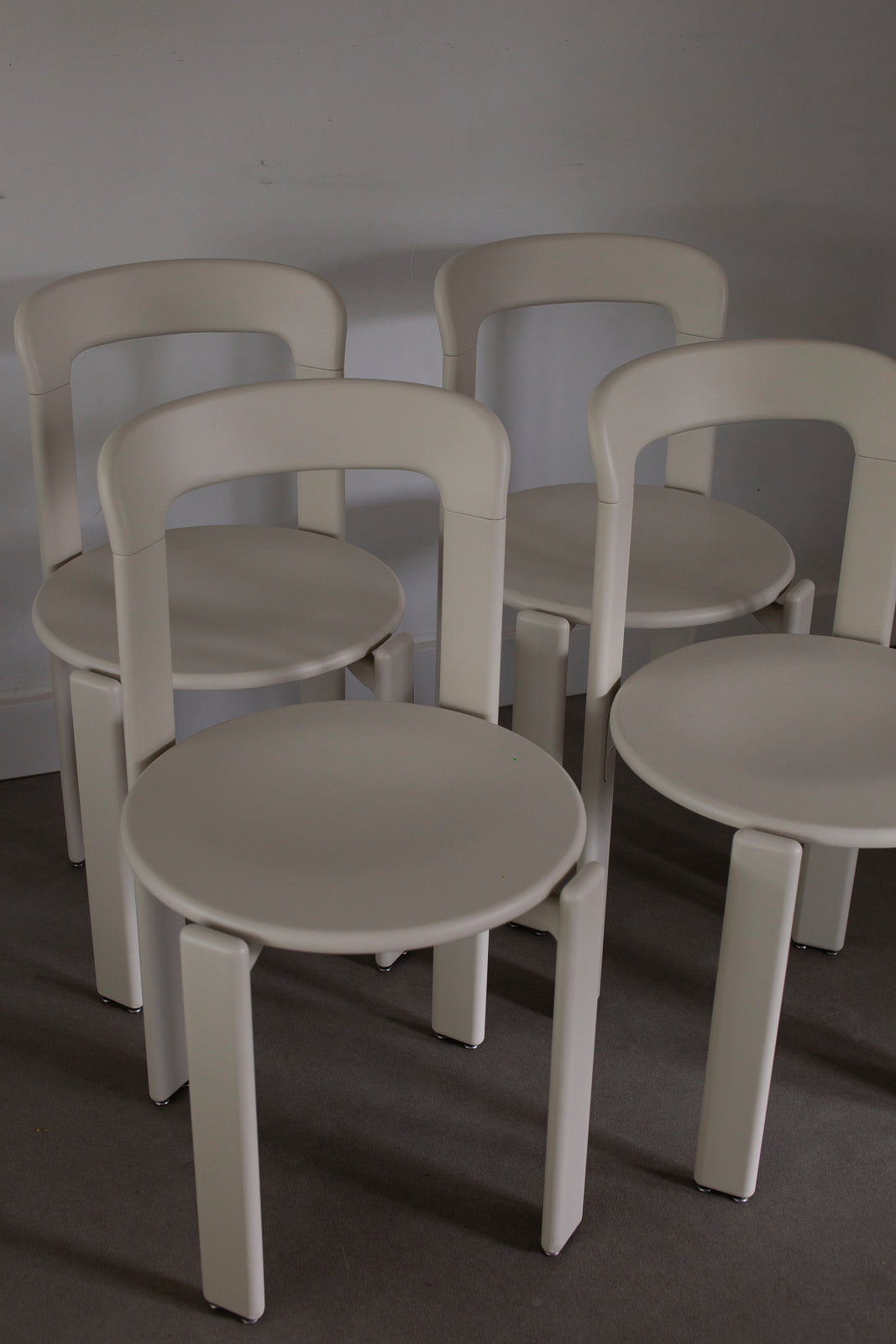 Set of 4 Bruno Rey chairs in shaded white