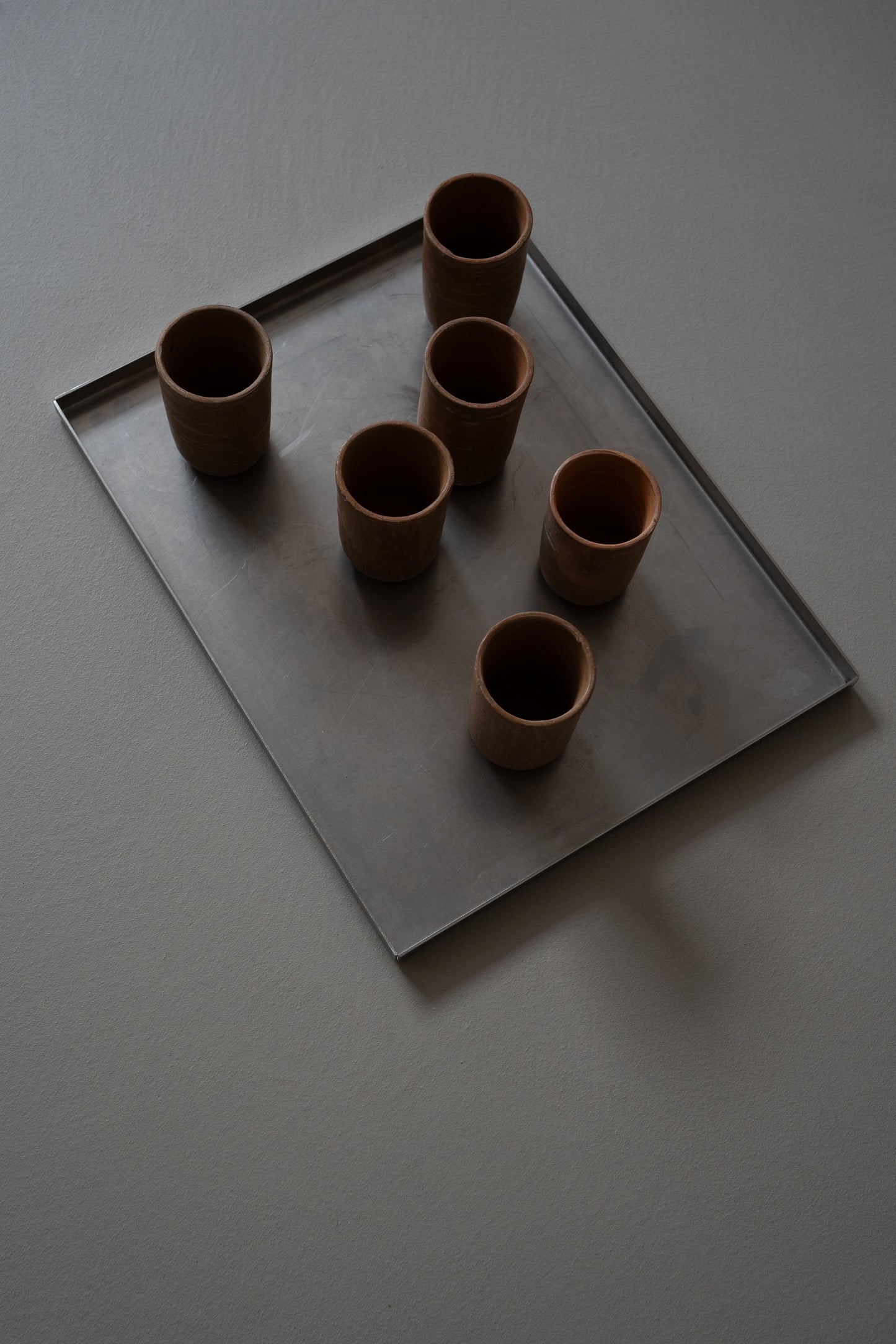 Set of 6 terracotta clay cups