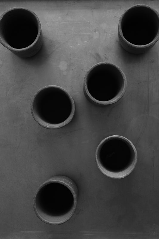 Set of 6 terracotta clay cups