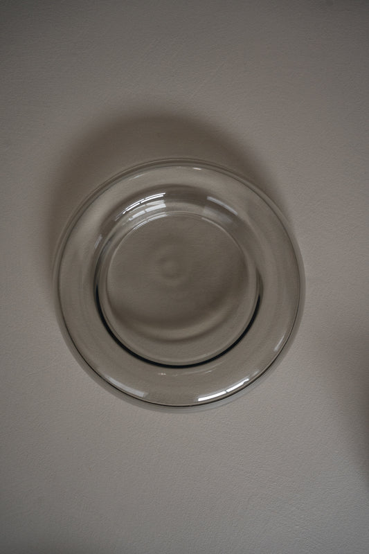 Clear pressed glass low bowl