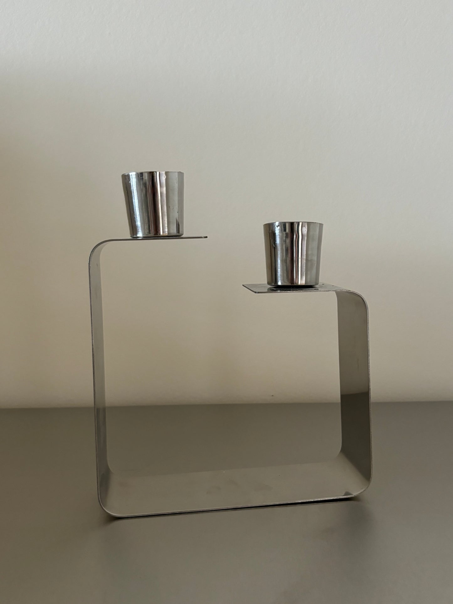 Chrome candle holder - cubic -