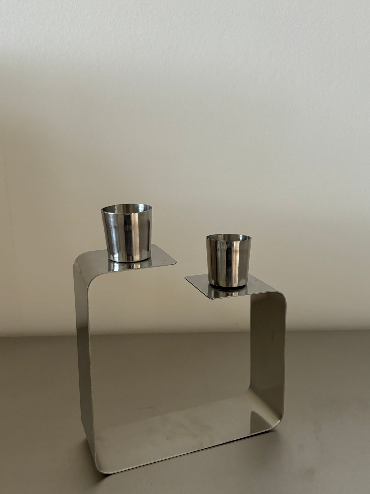 Chrome candle holder - cubic -