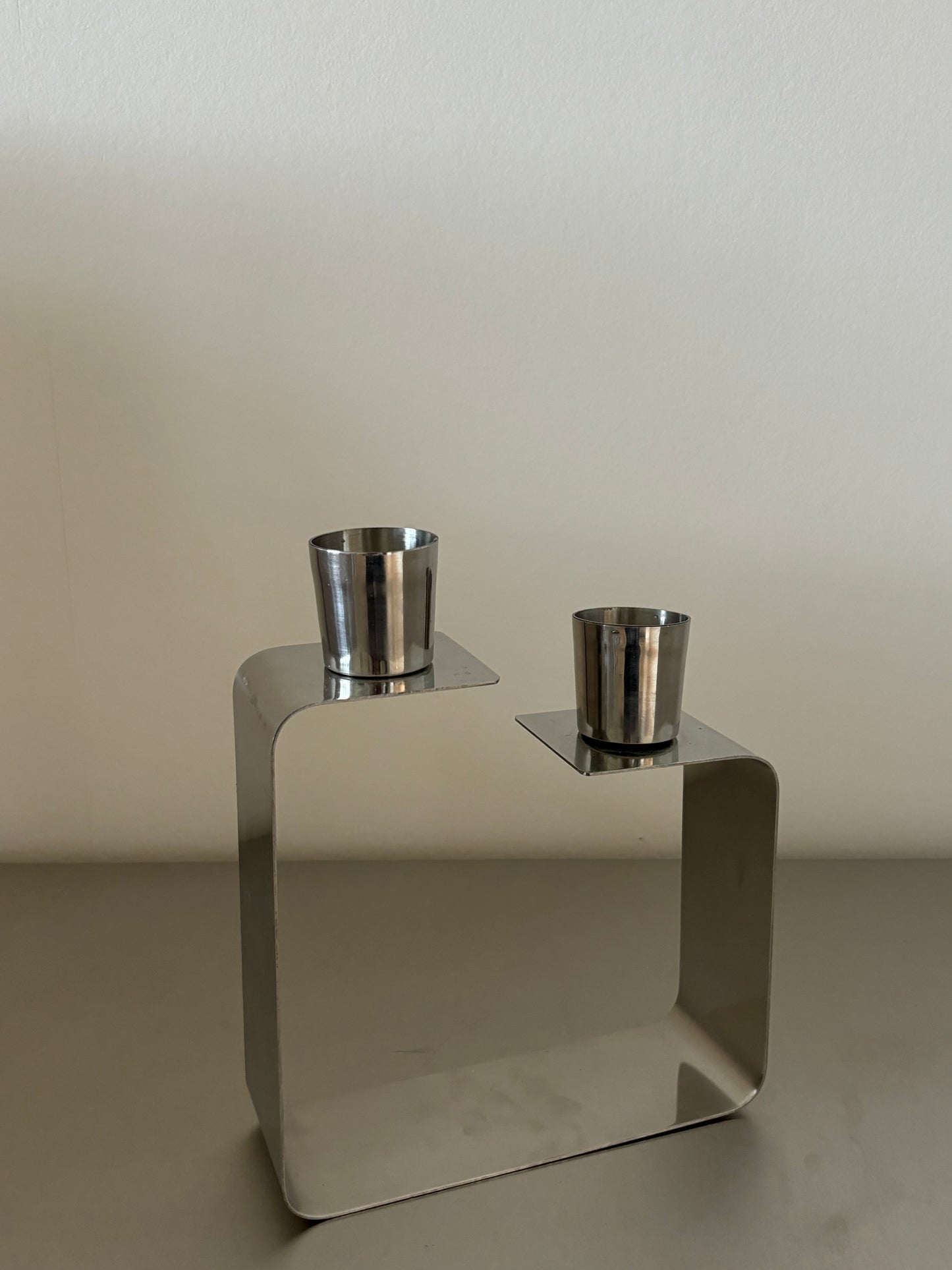 Chrome candle holder - cubic -