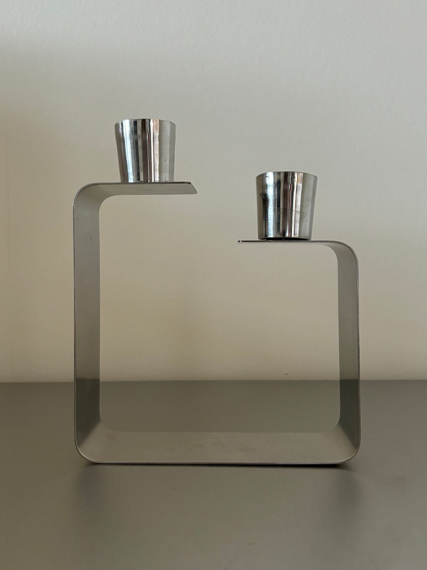 Chrome candle holder - cubic -