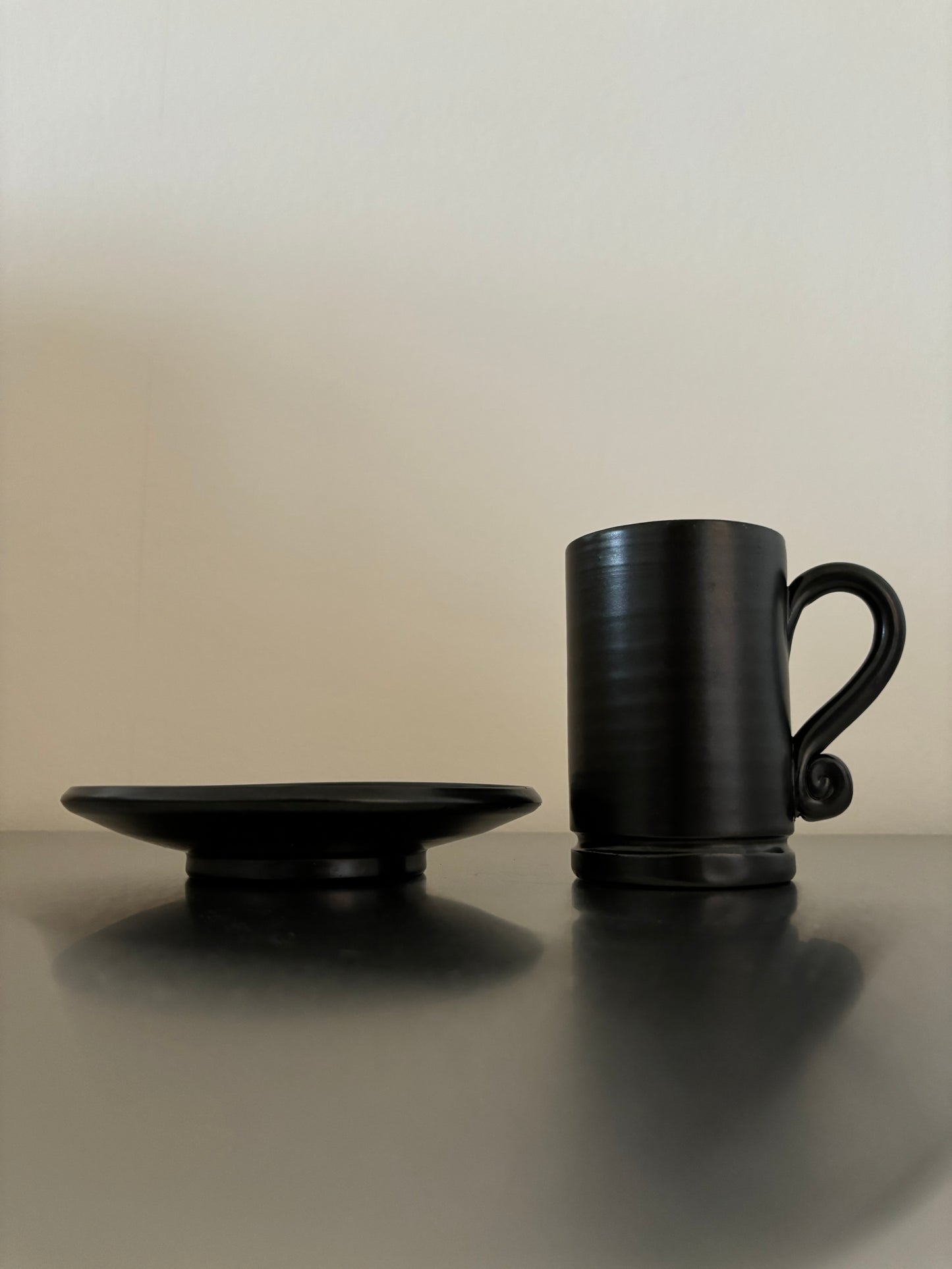 Black ceramic coffee cup