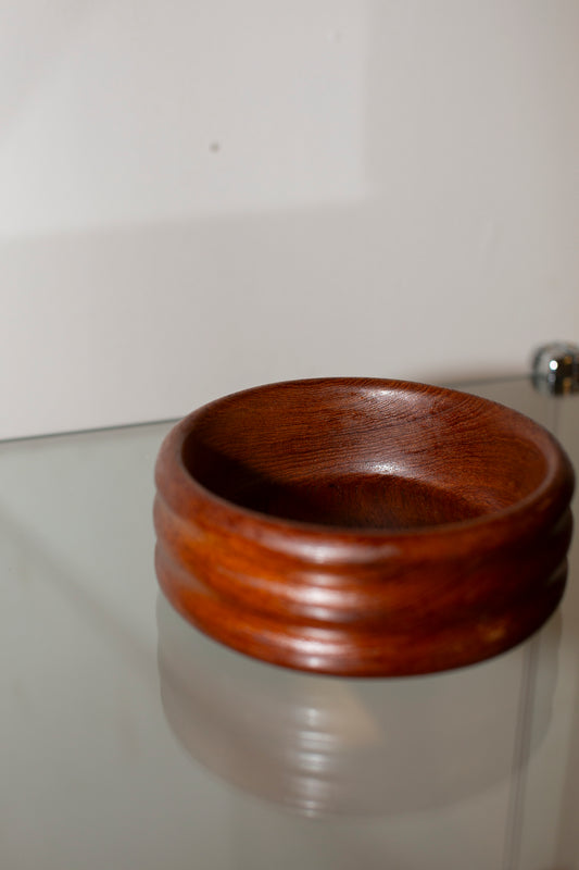 medium sized wooden wavy bowl