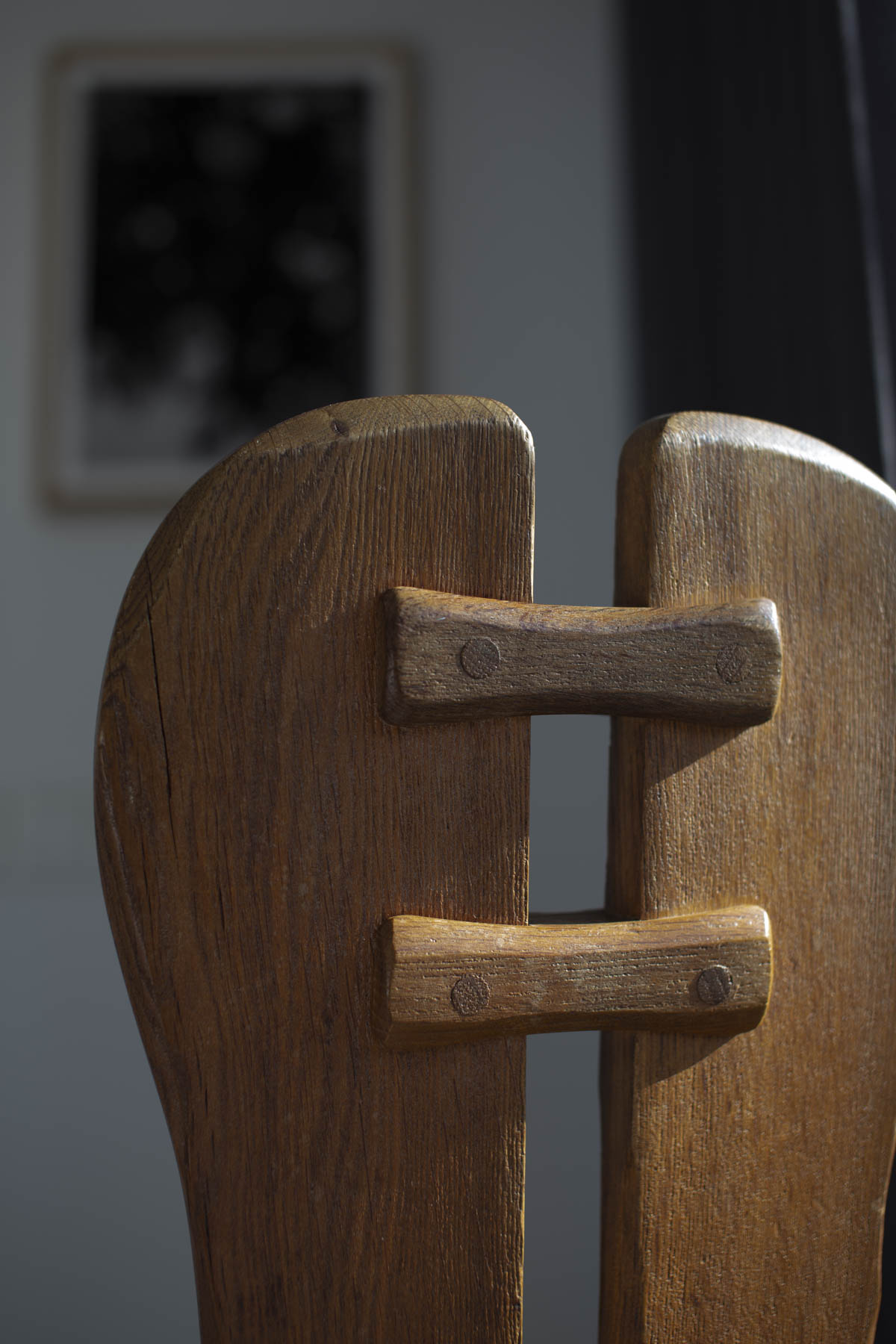 Brutalist oak chairs by De Puydt 70's