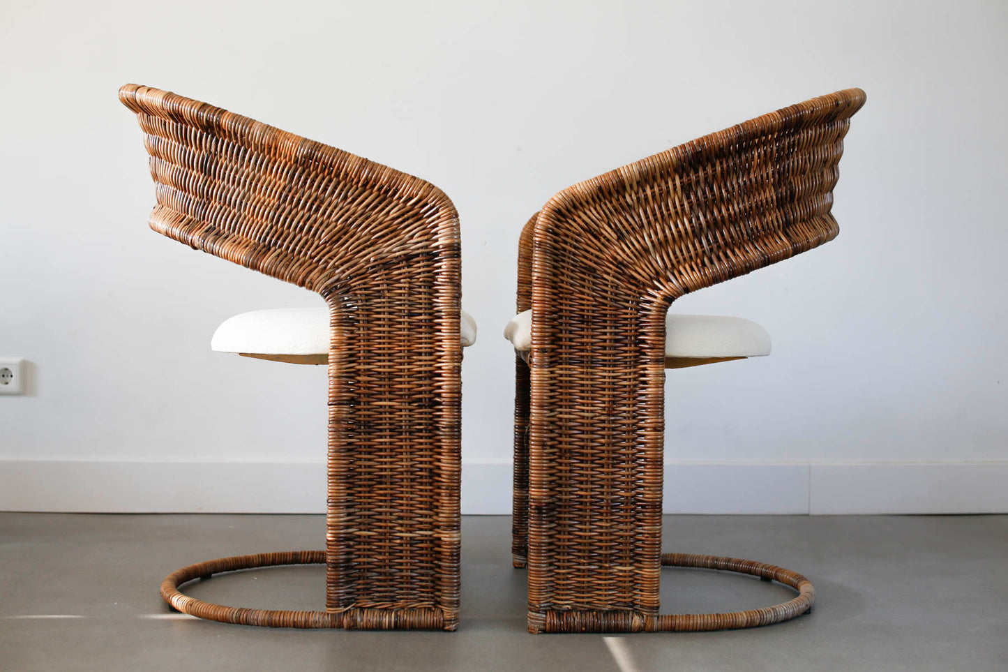 Set of 4 rattan/wicker chairs by Luit van der Helm 80's