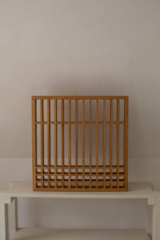 Architectural wooden grid sculpture