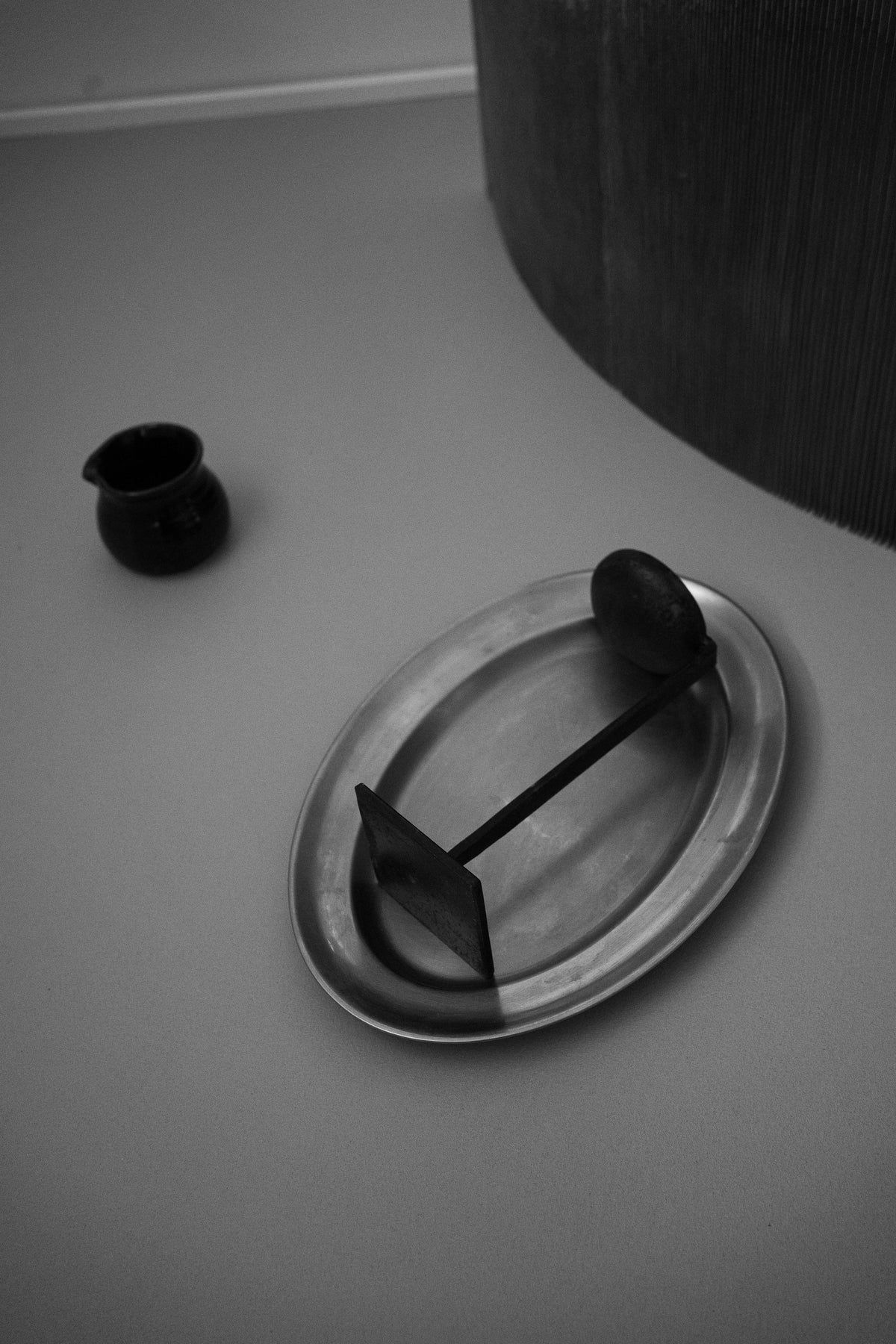 Handcrafted dark blue glazed ceramic creamer