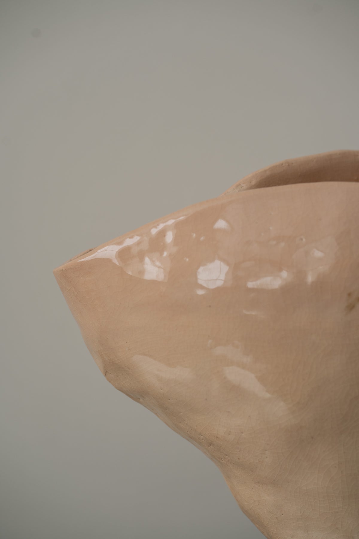Vintage wabi-sabi asymmetrical studio ceramic sculpture vase