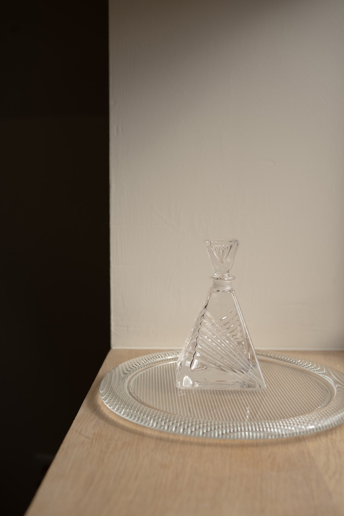Vintage postmodern crystal glass vanity set