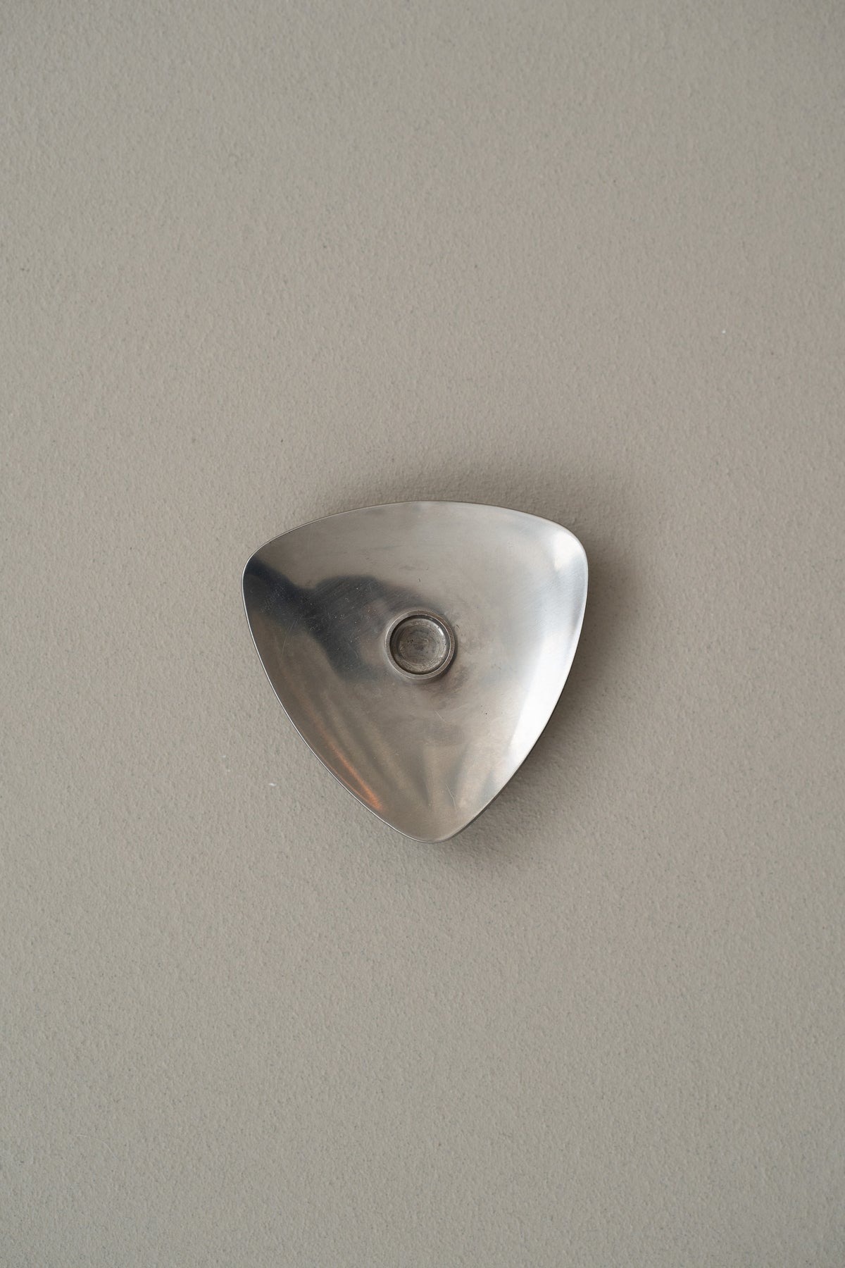 Vintage Danish Lundtofte stainless steel triangular candle holder