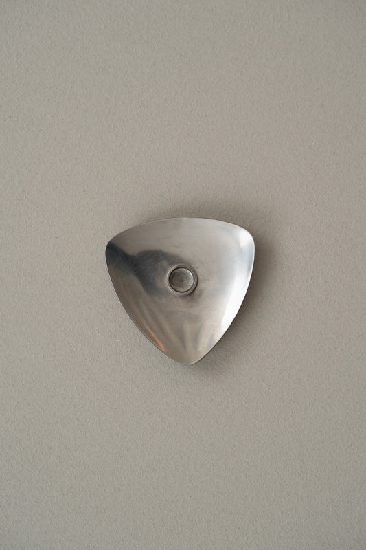 Vintage Danish Lundtofte stainless steel triangular candle holder