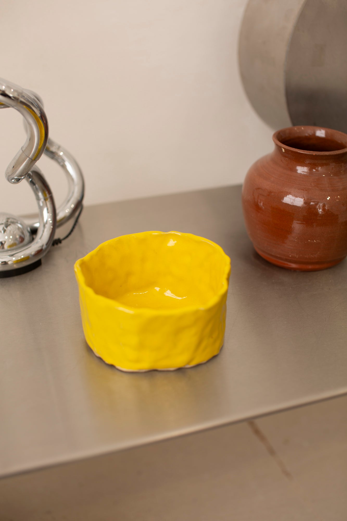 Bright yellow ceramic bowl