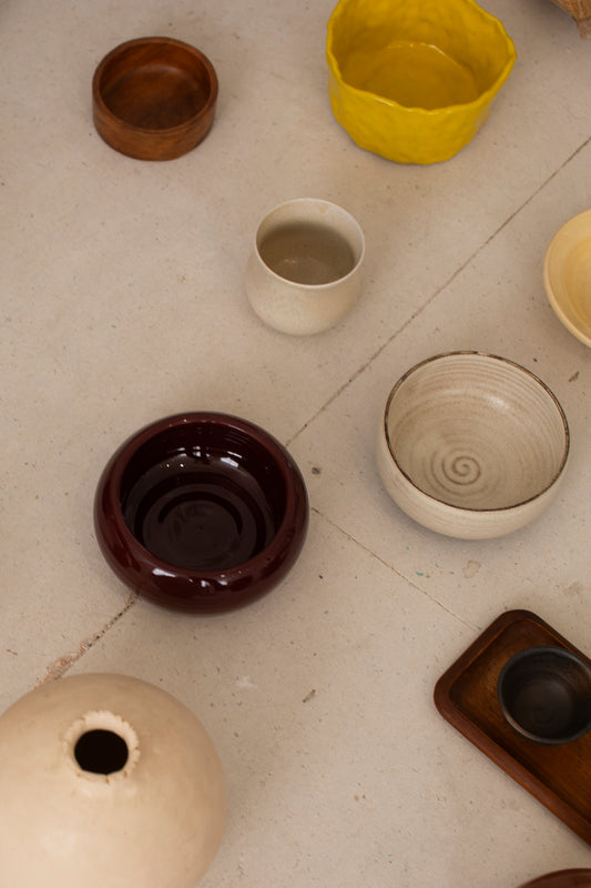 Bright yellow ceramic bowl