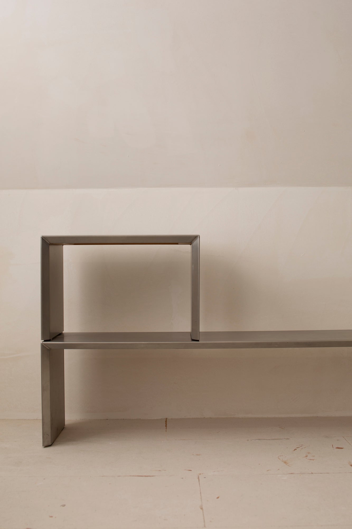 Set of 2 stainless steel benches / (side) tables