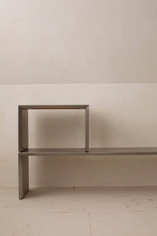 Set of 2 stainless steel benches / (side) tables