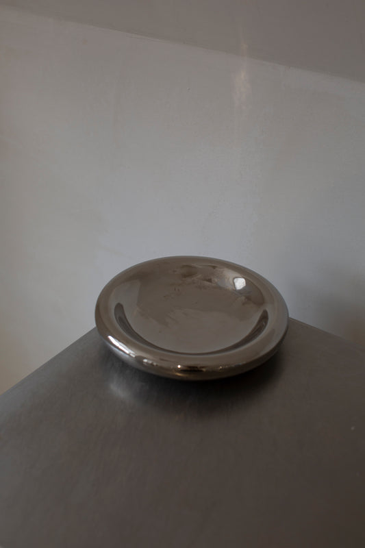 Silver coloured ceramic organic bowl