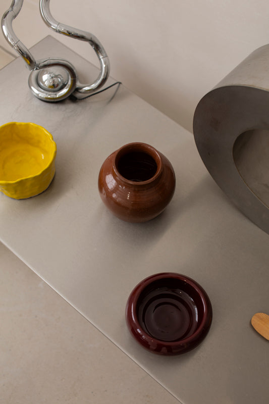 Ceramic deep brown vase