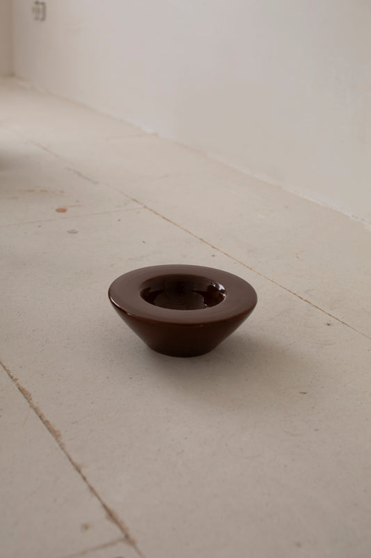 Ceramic deep brown bowl