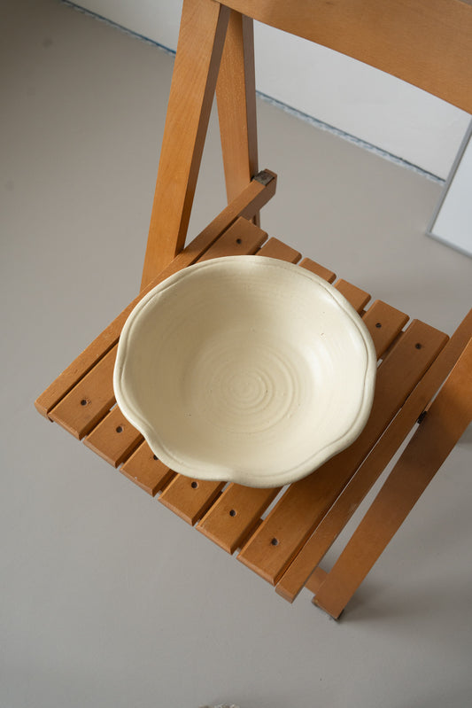Handcrafted butter yellow  ceramic bowl