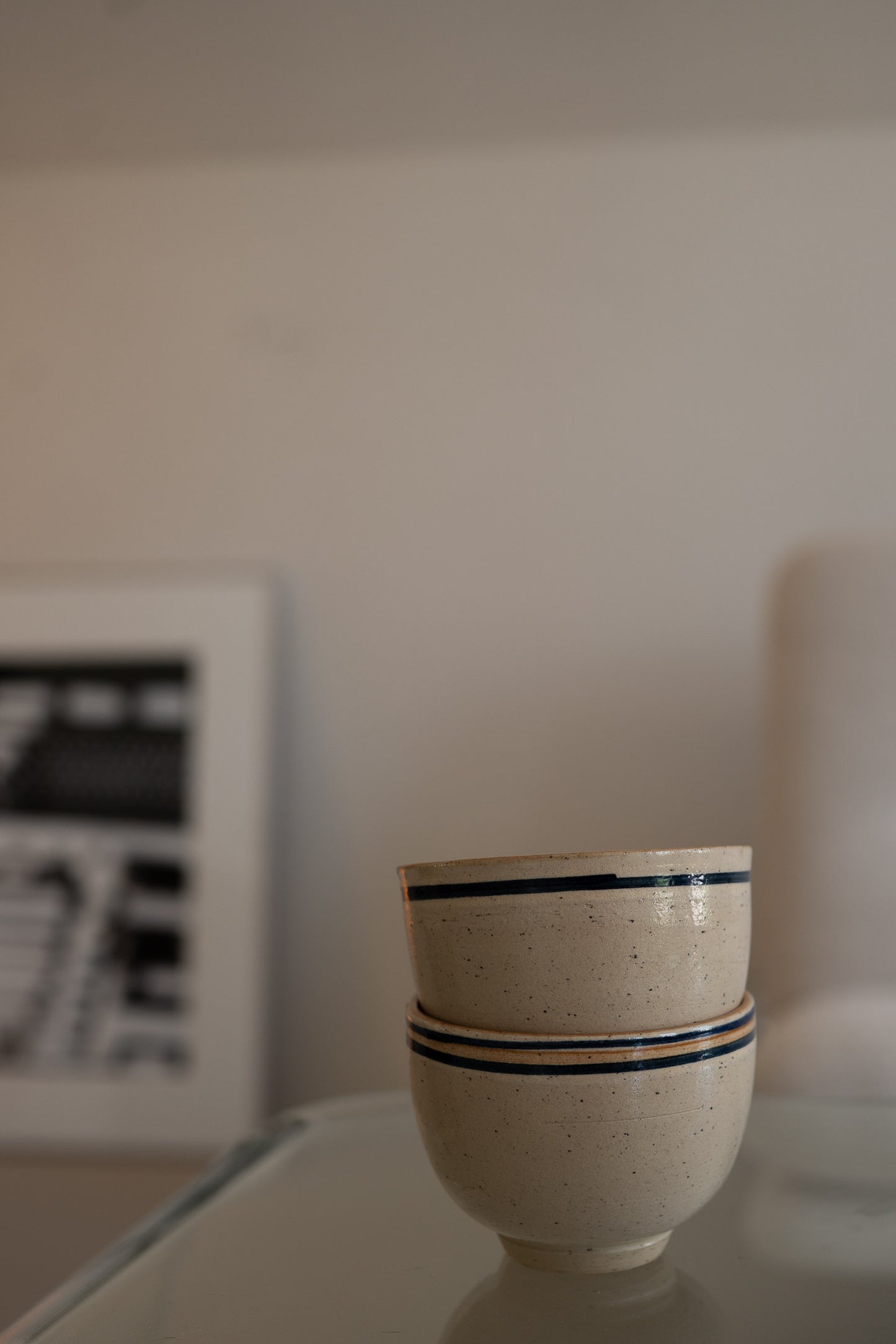 Set of 2 studio pottery coffee cups by Janny van Losser