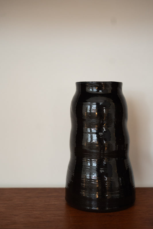 Handcrafted Organic Dark Brown Ceramic Vase