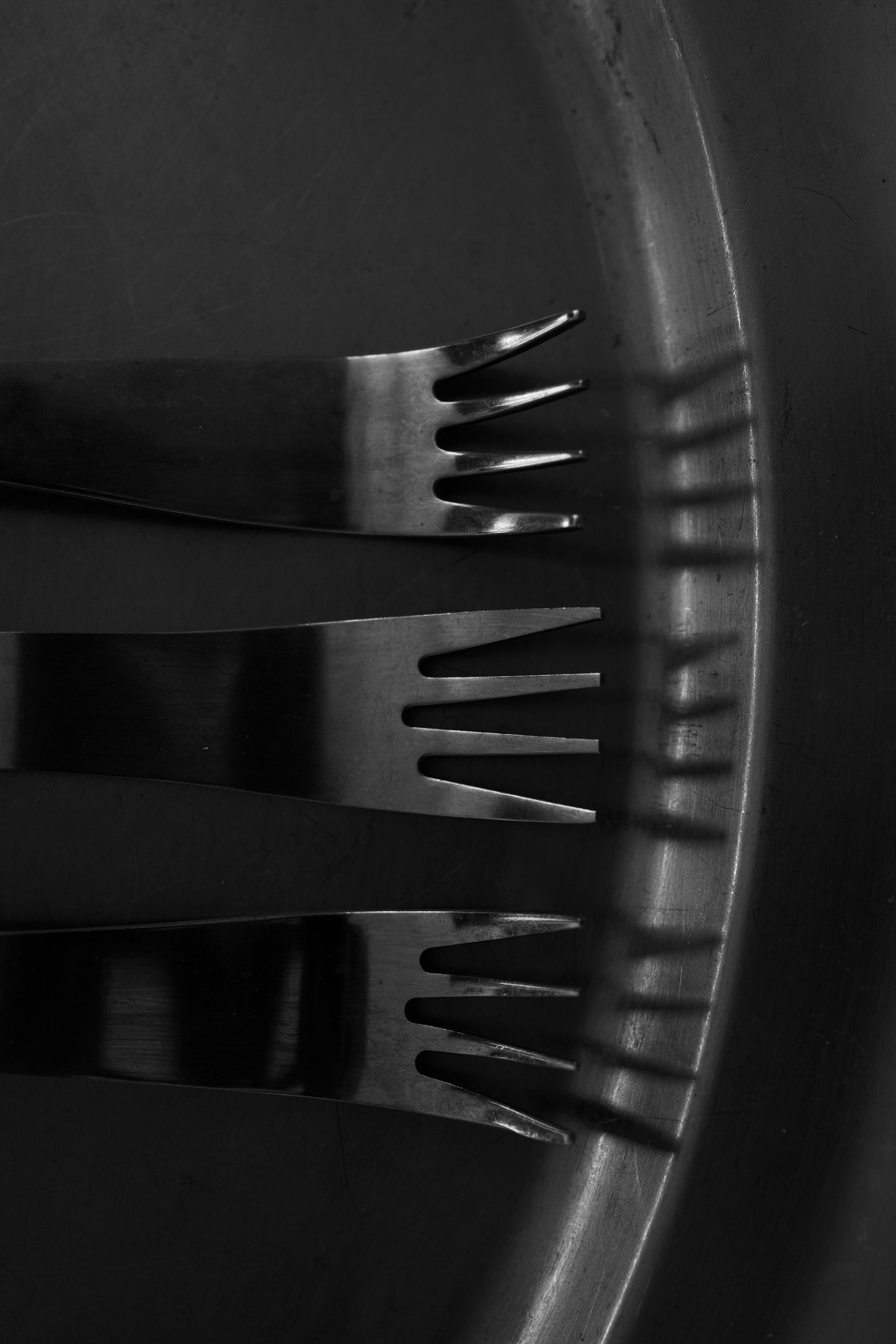 Vintage Postmodern Wavy Stainless Steel Pastry Forks (Set of 3)