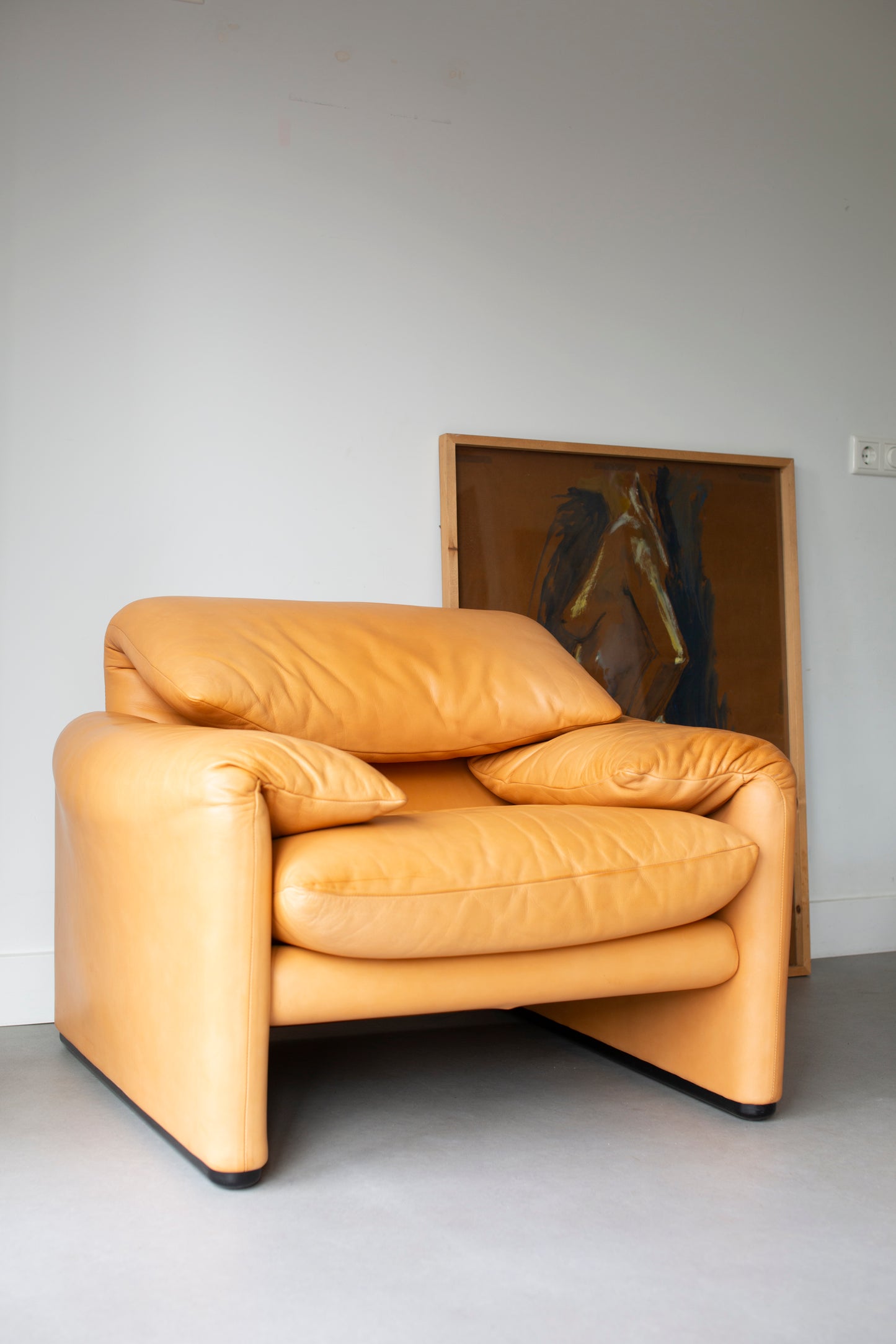 Maralunga 1-seater cognac leather 90's