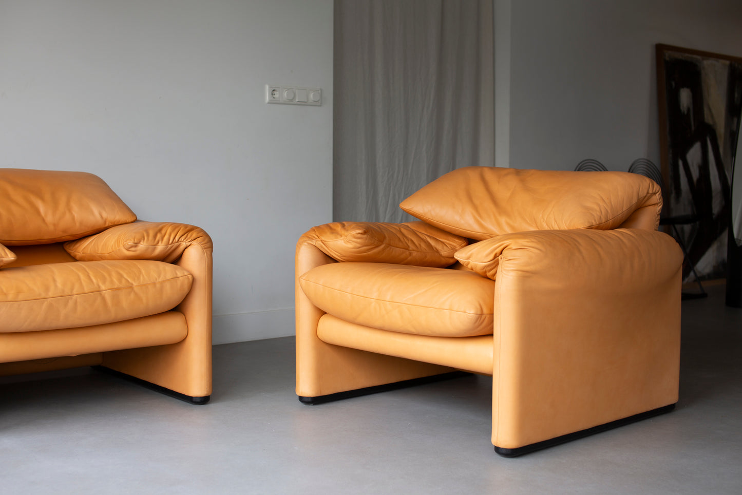 Maralunga 1-seater cognac leather 90's