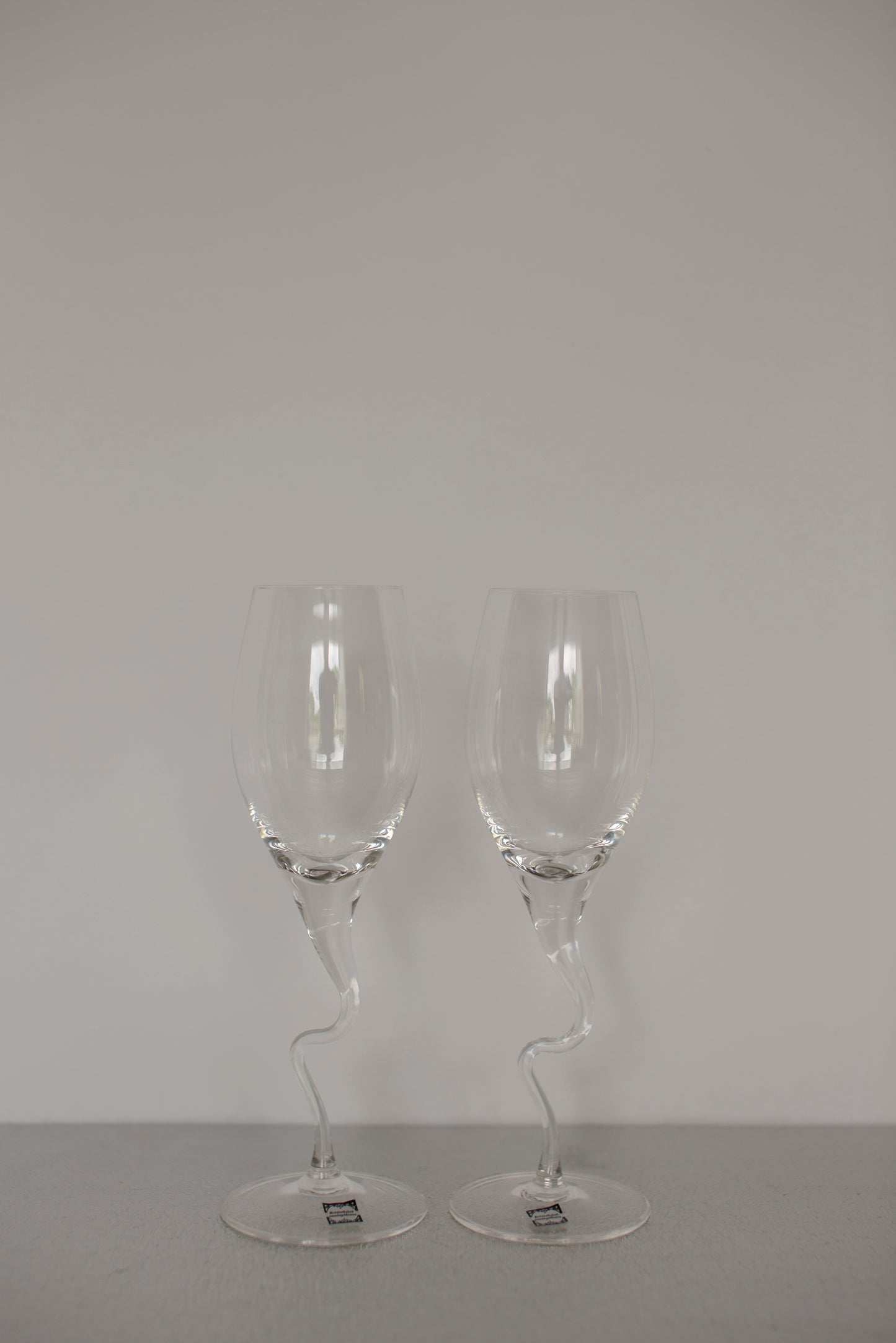 Set of vintage handmade swirl champagne glasses