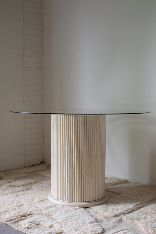 Bamboo and glass dining table