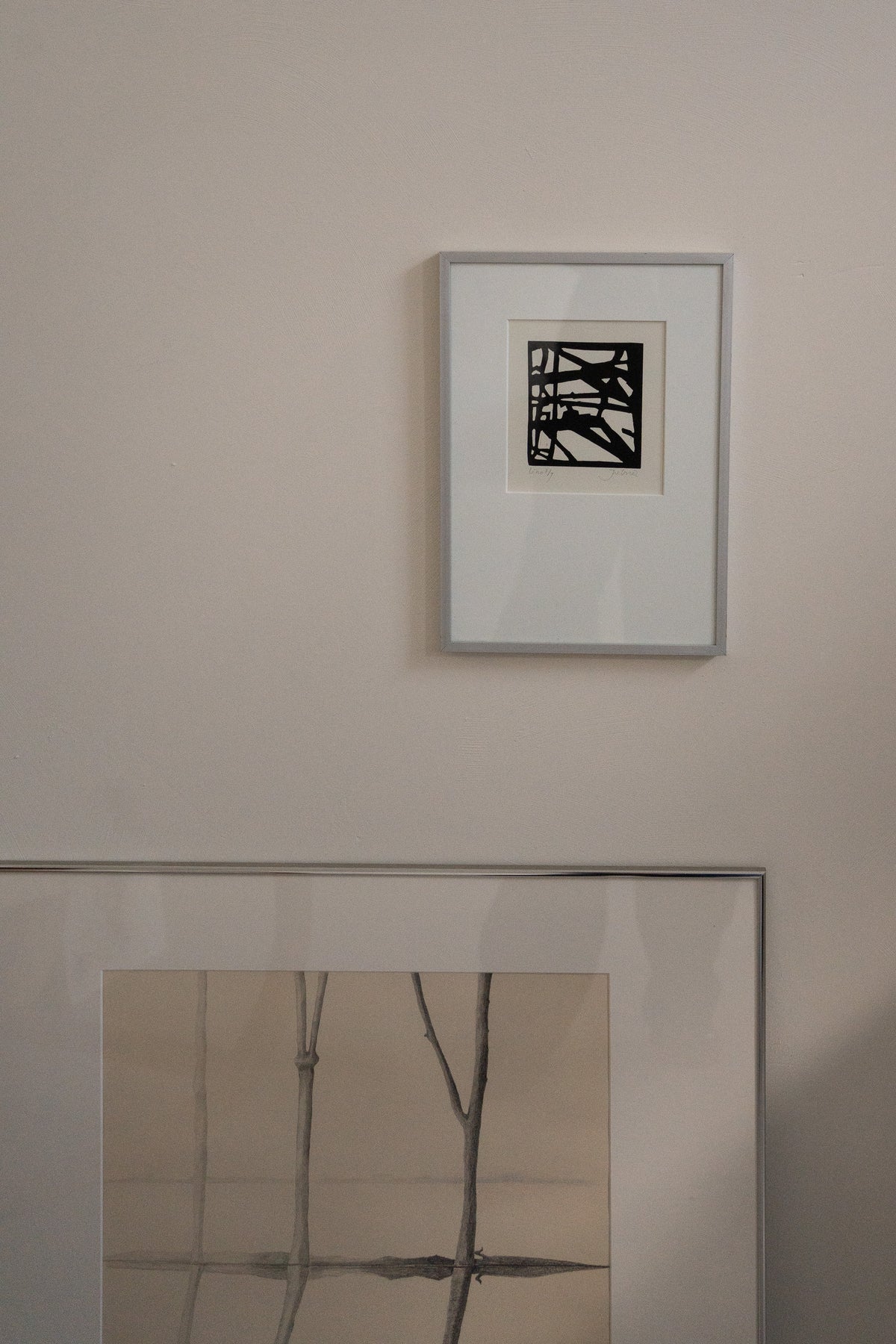 Framed Minimalist Tree Branches Drawing