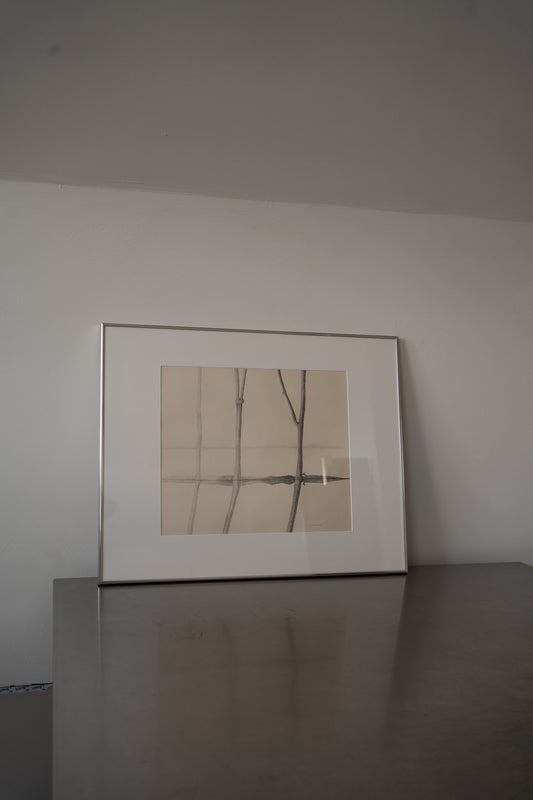 Framed Minimalist Tree Branches Drawing