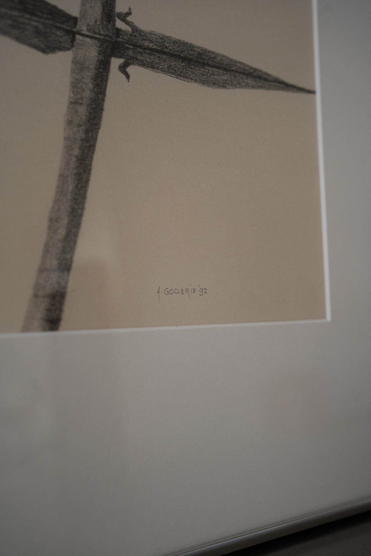 Framed Minimalist Tree Branches Drawing
