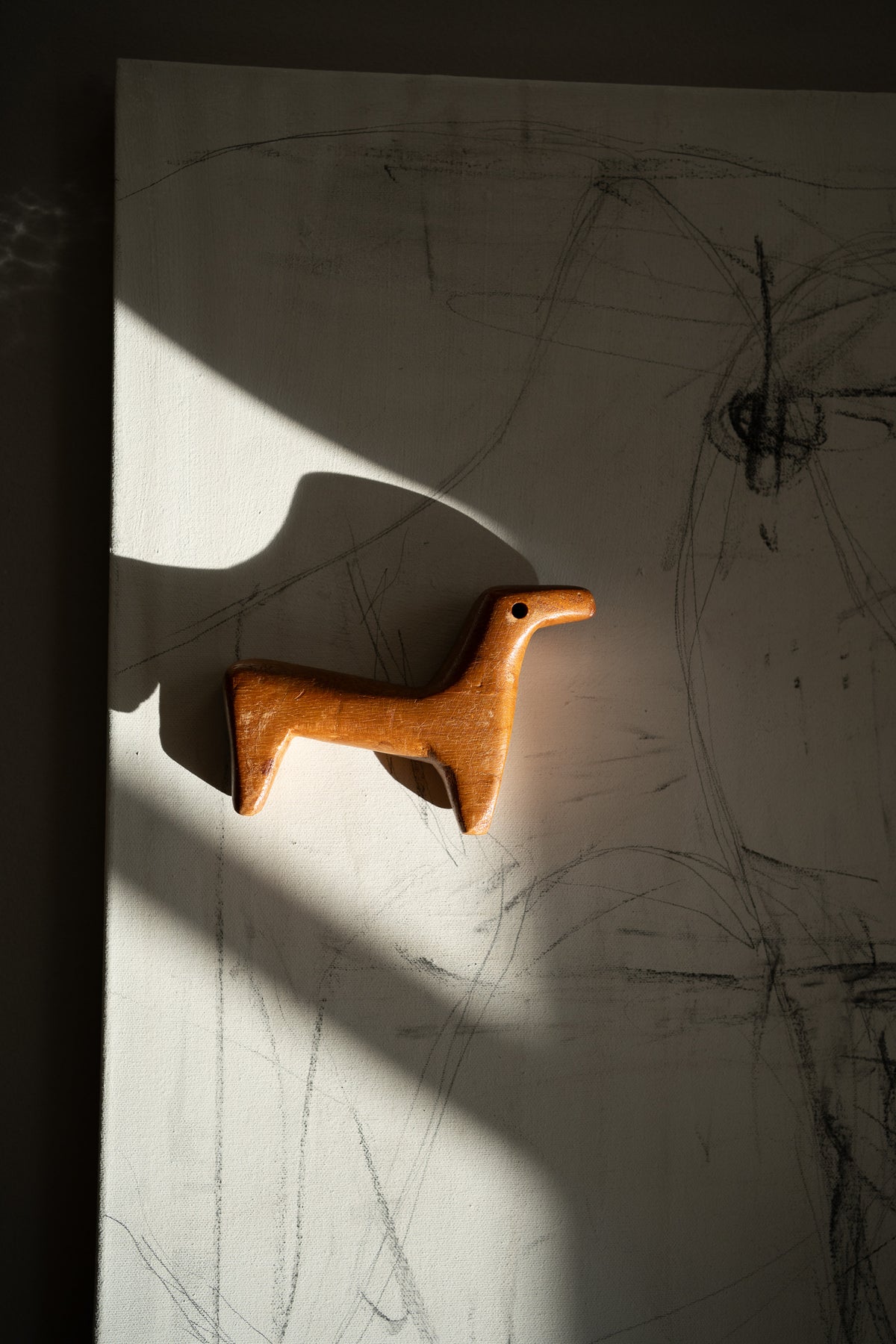 Handcarved wooden dog